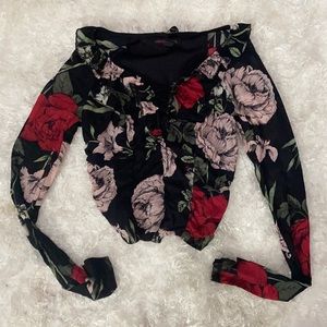 Rouched long sleeve crop blouse long sleeve